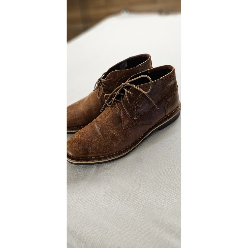 Steve Madden Harken 247 Mens Cognac Leather Chukka Boots Size 7 Brown Lace Up